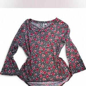 Elle Black and Pink Floral Blouse